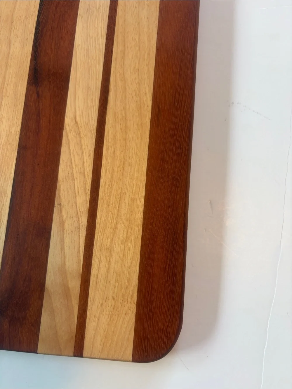 Striped Two-Tone Wood Cutting & Serving Board - Brown/Cream Handmade Tiger Wood
